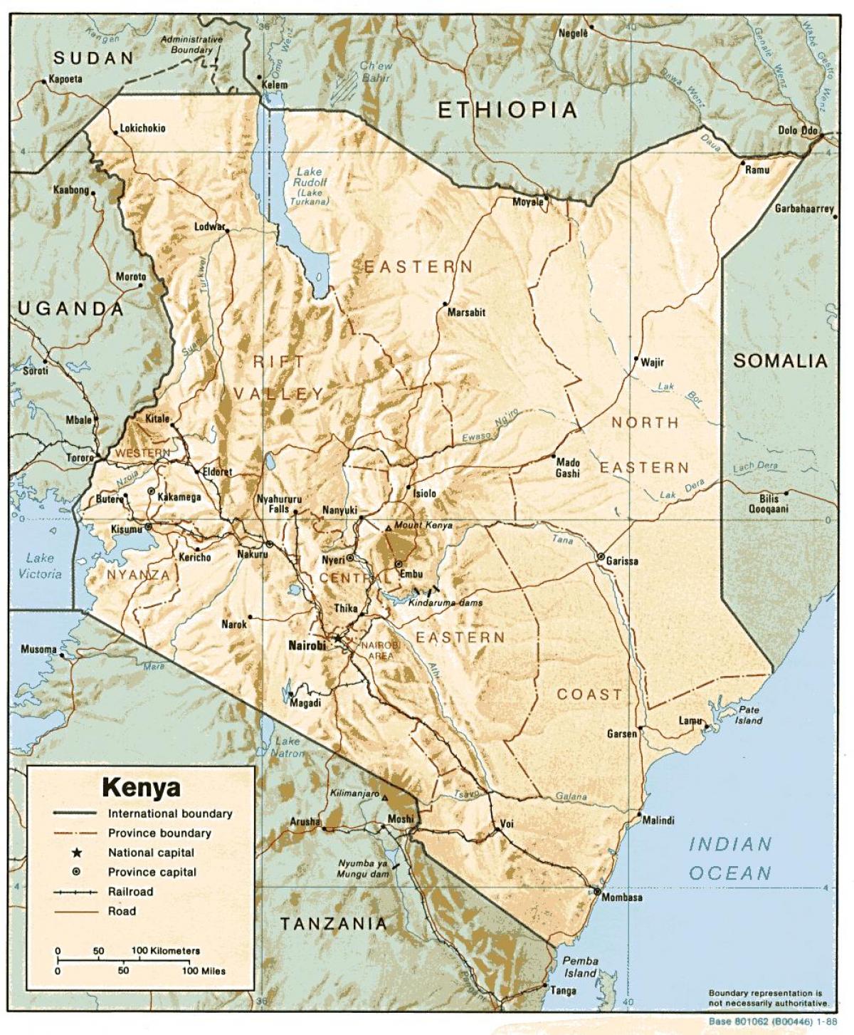 harta e Kenia tregojnë qytetet e mëdha