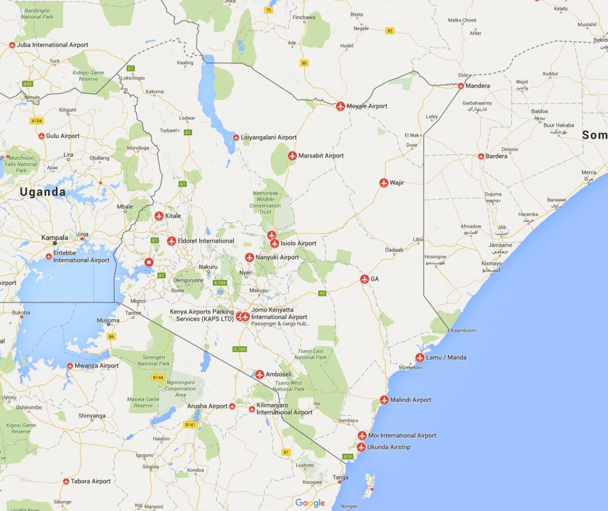 harta e Kenia aeroporte