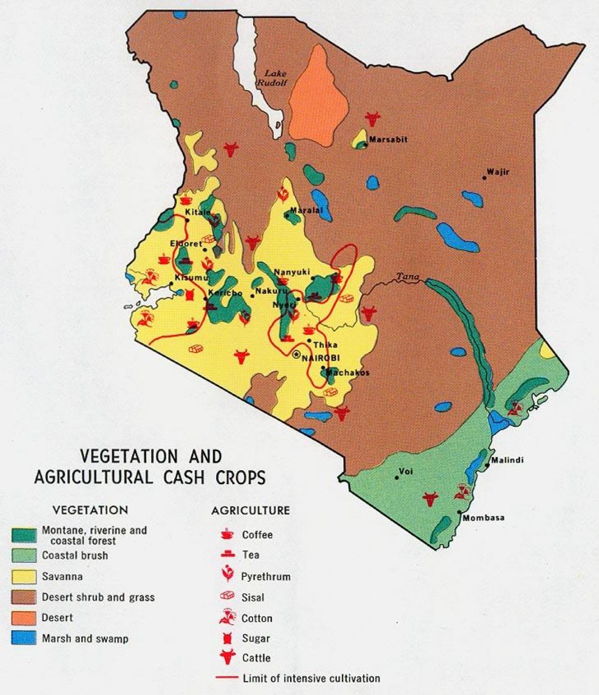 harta e Kenia burimeve natyrore
