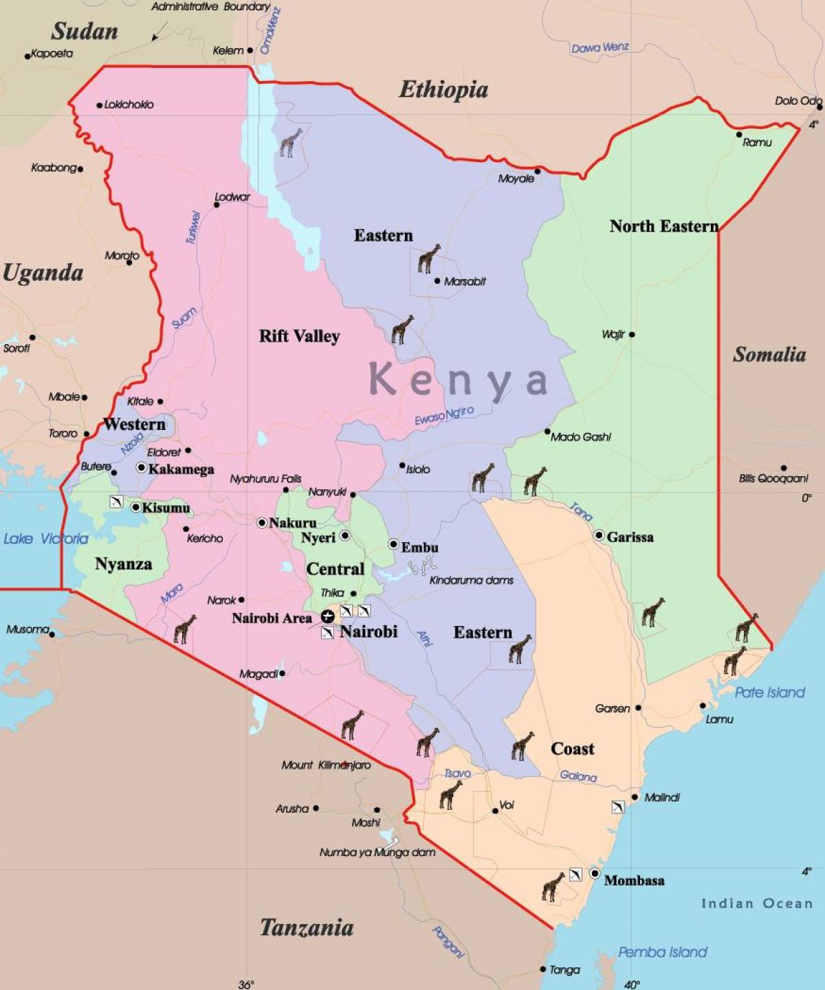 harta e Kenia gjuhë