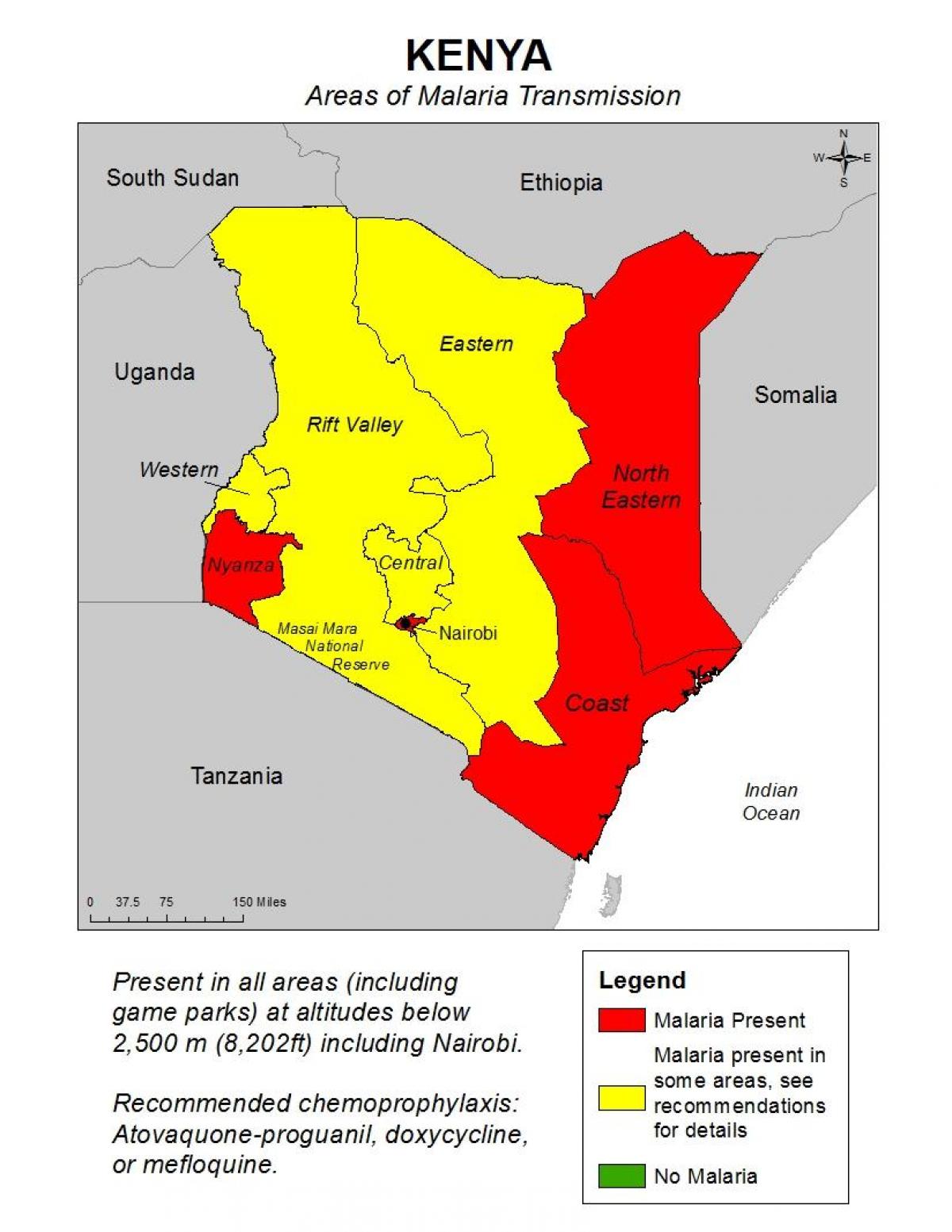harta e Kenia malaria