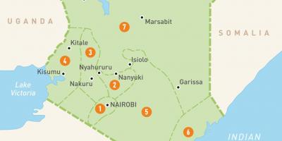 Harta e Kenia tregojnë krahinave