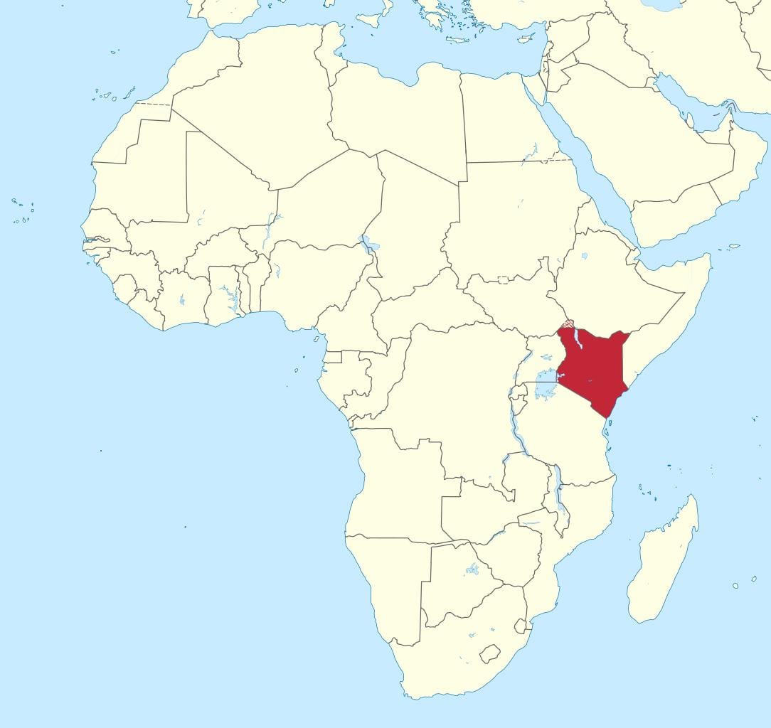 harta e afrikës me Kenia theksuar
