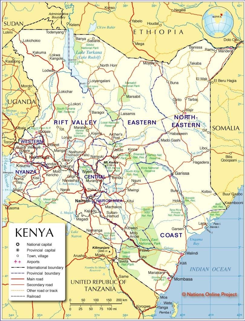 harta e ndërkombëtare Kenia