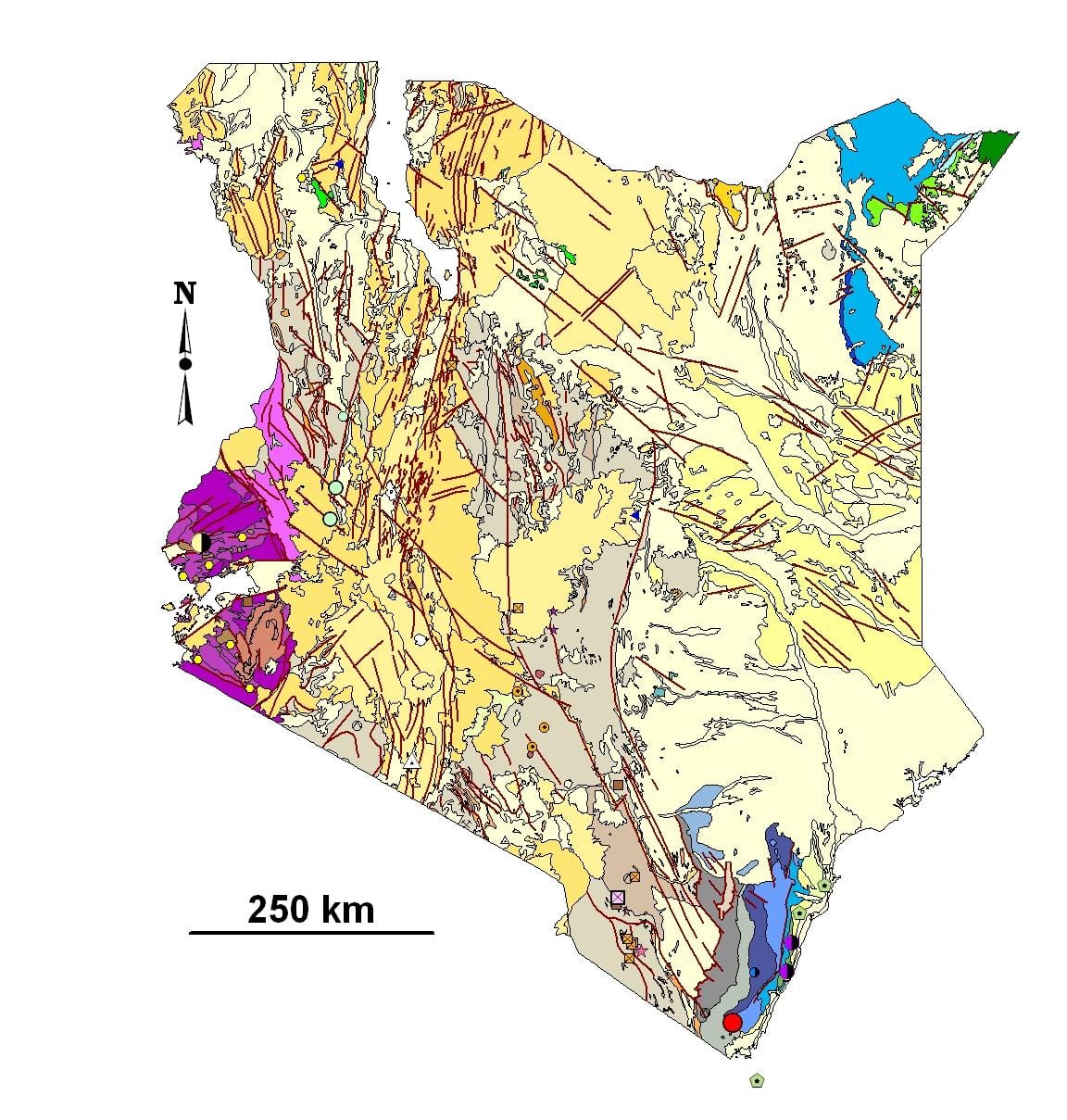harta e Kenia burimeve minerale