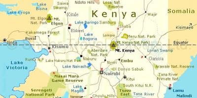 Kenia tërheqjet turistike harta