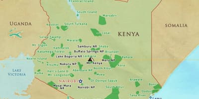 Harta e Kenia parqet nacionale dhe rezervatet