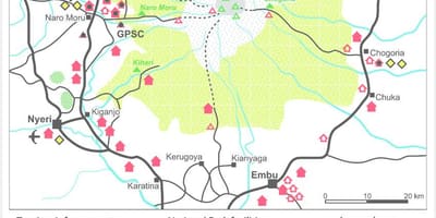 Mt Kenia në afrikë hartë